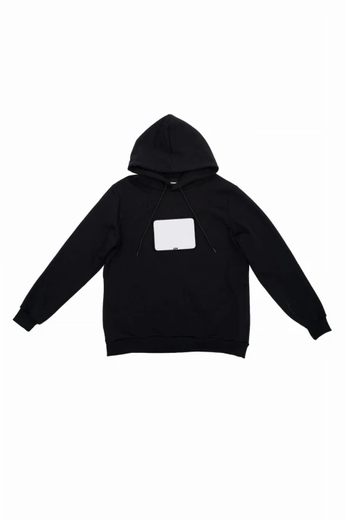 black hoodie with starter board